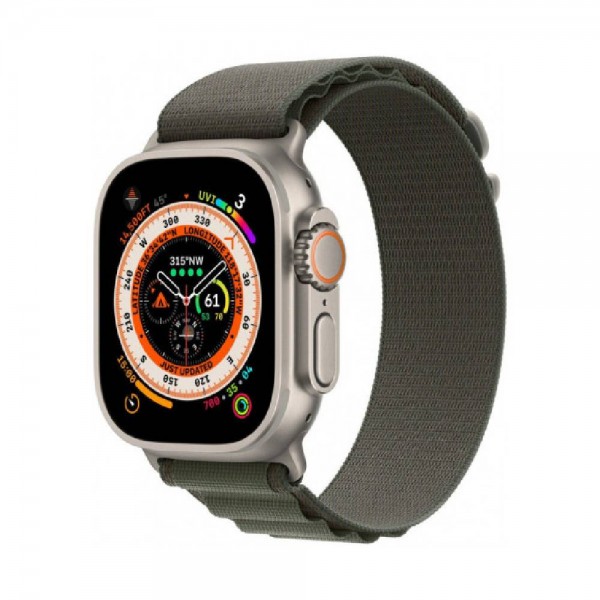 New Apple Watch Ultra GPS + Cellular 49mm Titanium Case with Green Alpine Loop - Small