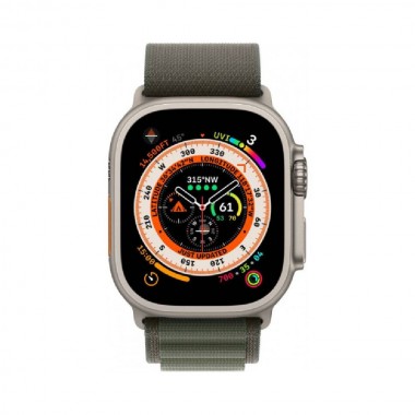 New Apple Watch Ultra GPS + Cellular 49mm Titanium Case with Green Alpine Loop - Large