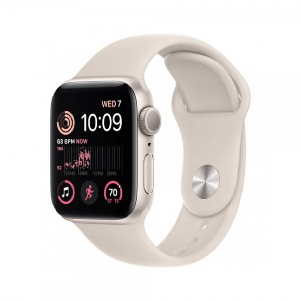 New Apple Watch SE 2 GPS 40mm Starlight Aluminum Case w. Starlight Sport Band (MNJP3)