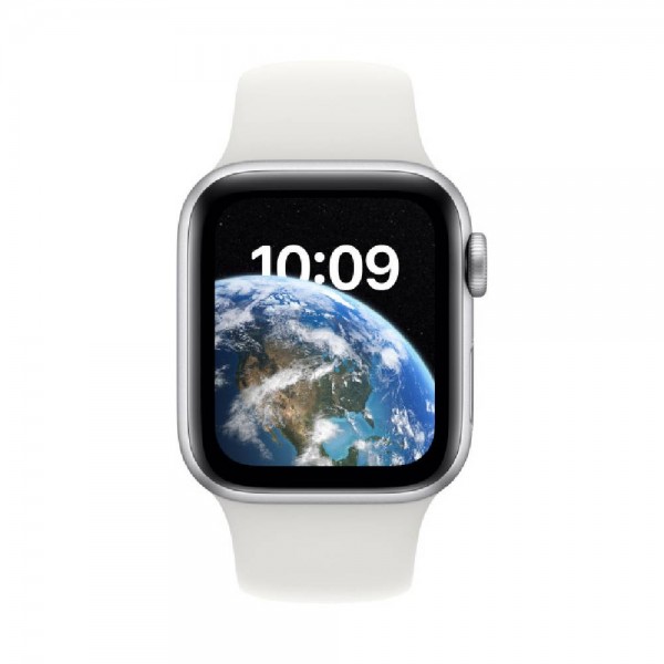New Apple Watch SE 2 GPS 40mm Silver Aluminum Case w. White Sport Band (MNJV3)