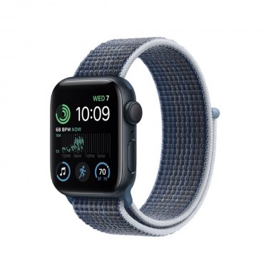 New Apple Watch SE 2 GPS 40mm Midnight Aluminum Case w. Storm Blue Band (MNL83)
