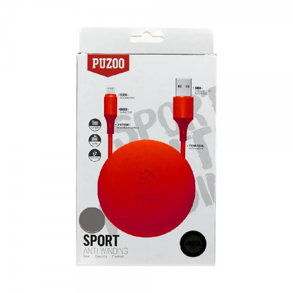 Кабель PUZOO Lightning Sport Anti-Winding Red